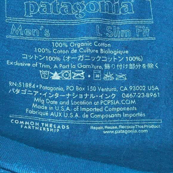 Patagonia Dirksen Derby 10 Slim Fit Tee Men's Large Crew Neck 100% Cotton Rally - Picture 10 of 10